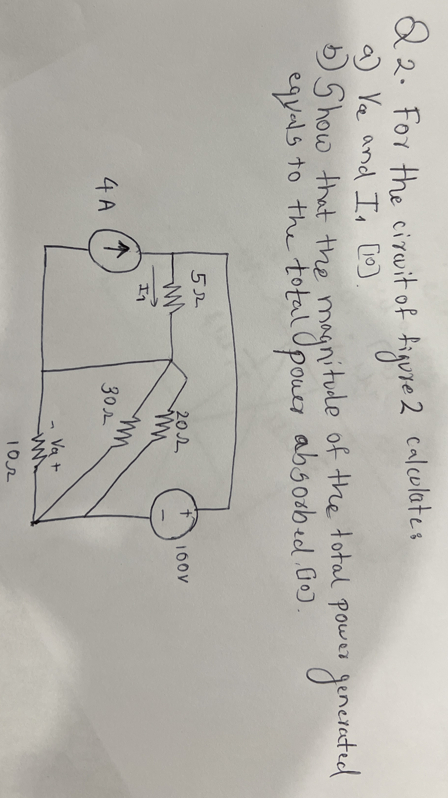 Q 2 . For the circuit of figure 2 calculate: a )