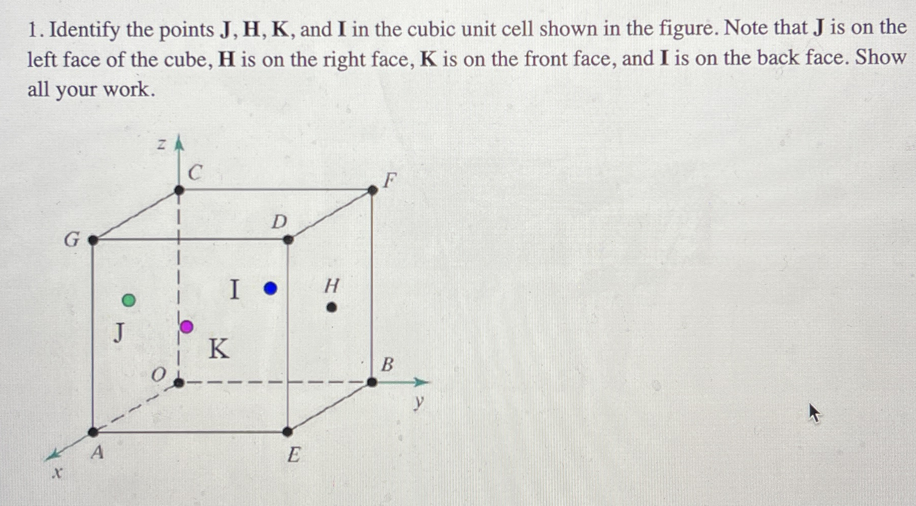 Identify the points J , H , K , and I in the