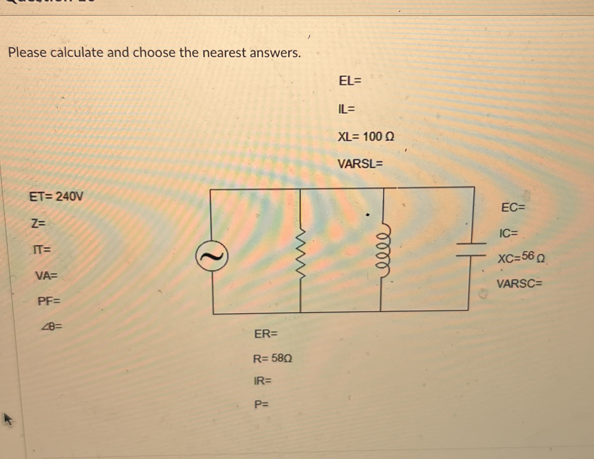 Please calculate and choose the nearest answers.