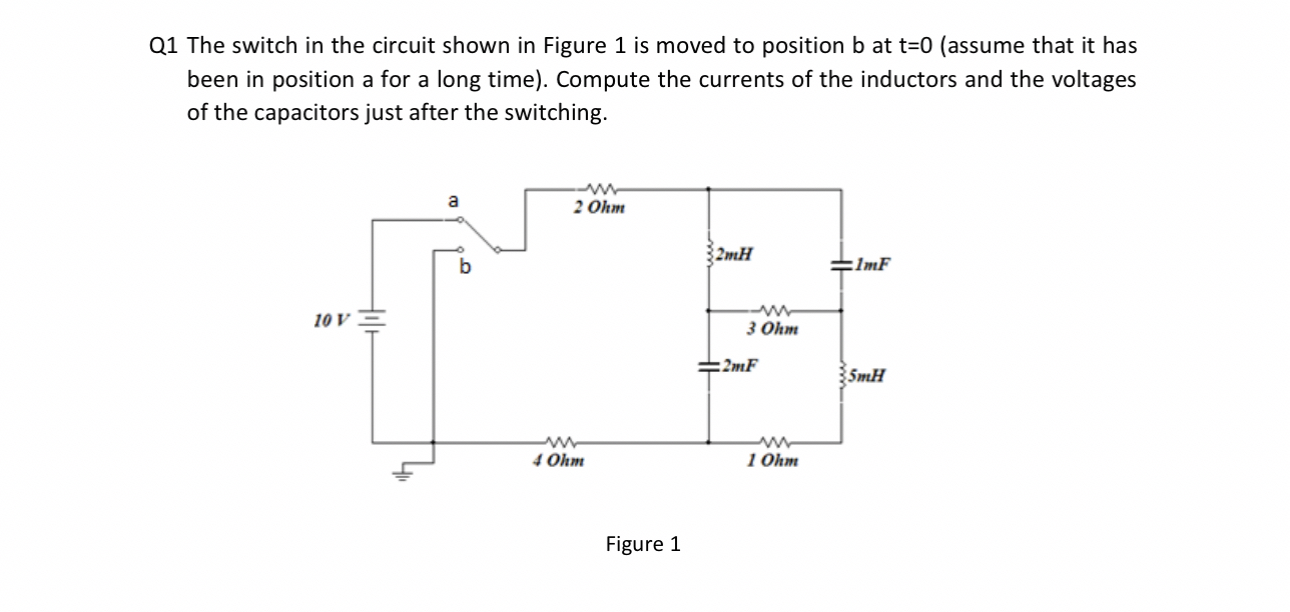 Q 1 The switch in the circuit shown in Figure 1