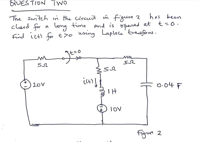 QUESTION TWO The switch in the circuit in figure