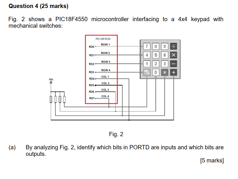 Question 4 ( 2 5 marks ) Fig. 2 shows a PIC 1 8 F