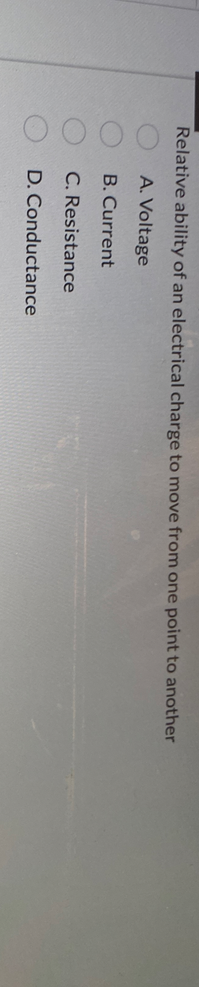 Relative ability of an electrical charge to move