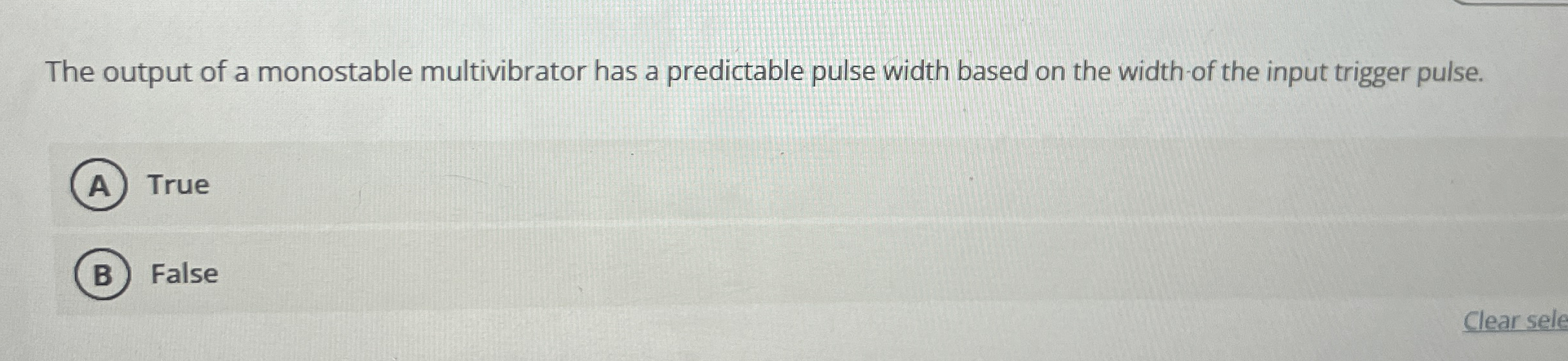 The output of a monostable multivibrator has a