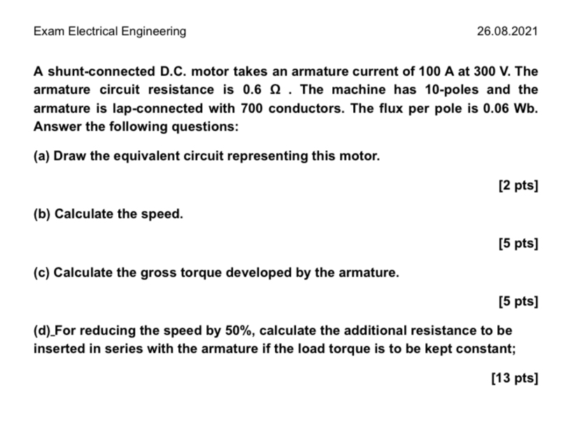 Exam Electrical Engineering 2 6 . 0 8 . 2 0 2 1 A