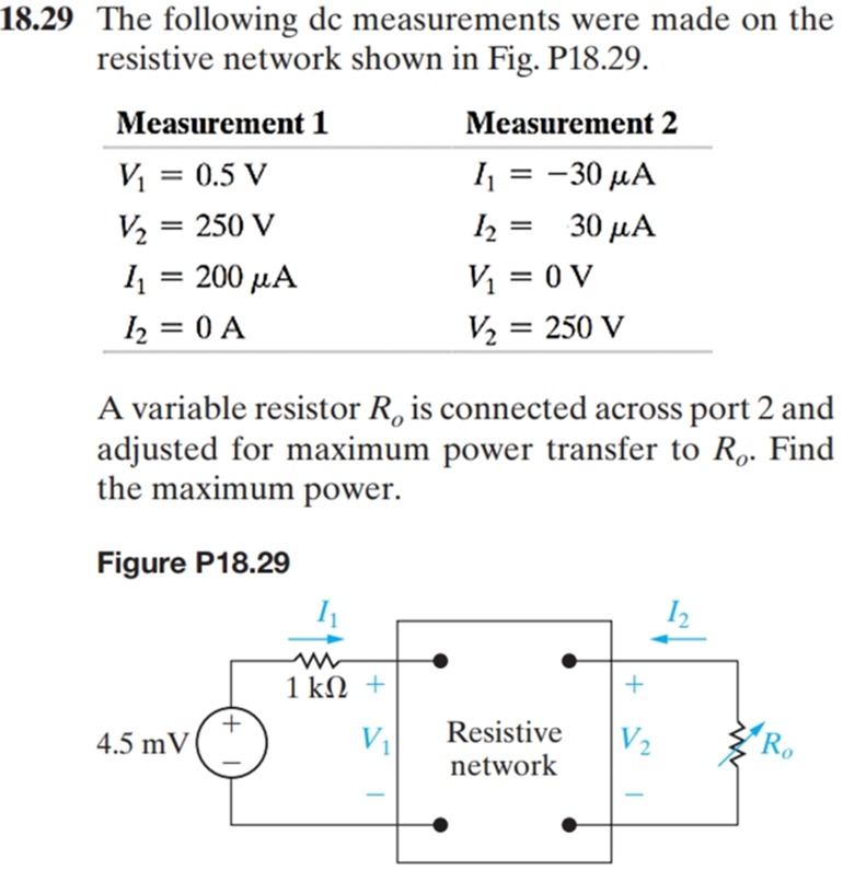 1 8 . 2 9 The following dc measurements were made