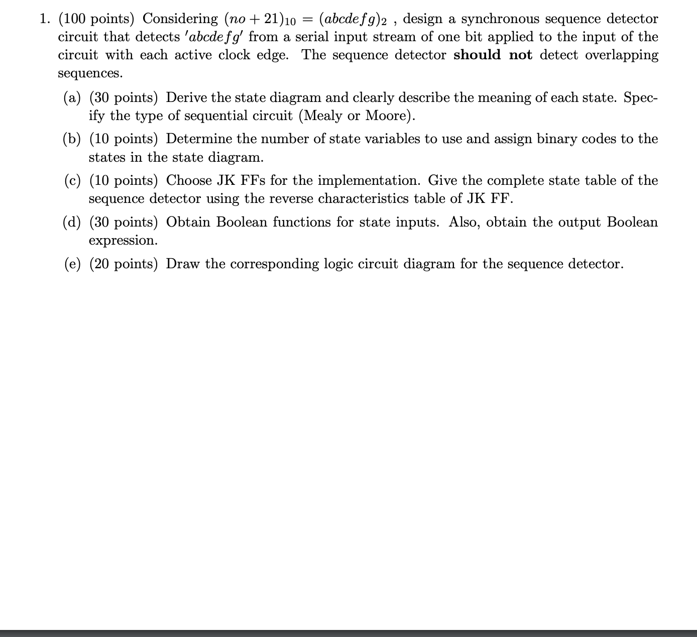 1 . ( 1 0 0 points ) Considering \ ( ( n o + 2 1