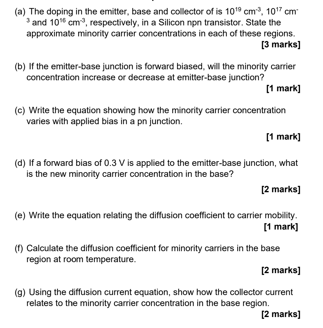 ( a ) The doping in the emitter, base and