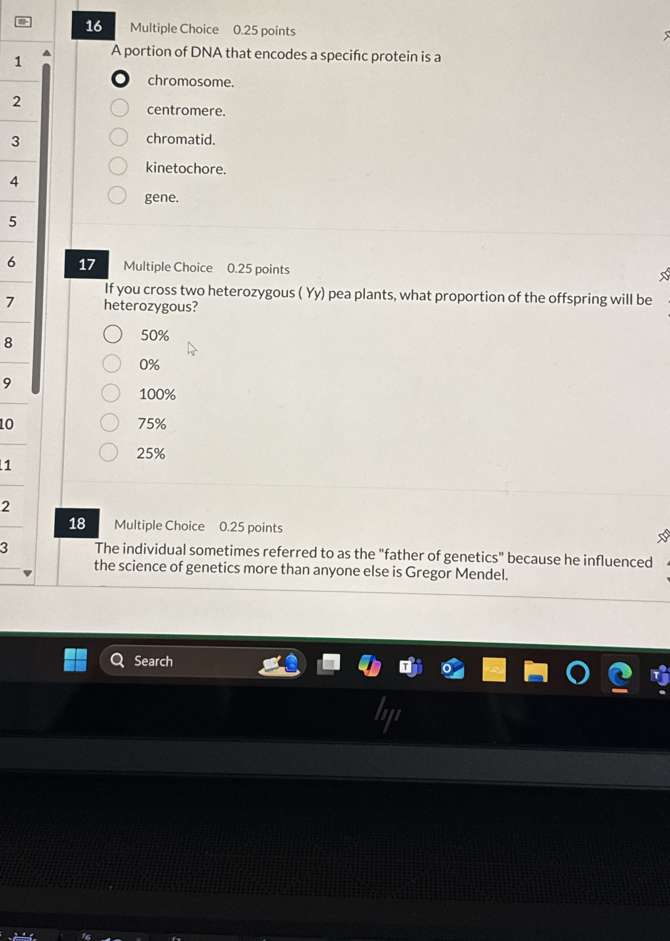 1 6 Multiple Choice 0 . 2 5 points A portion of