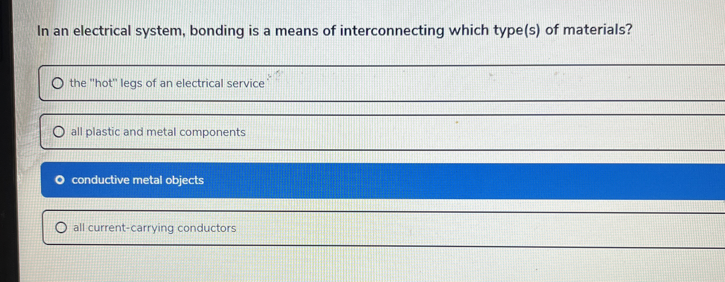 In an electrical system, bonding is a means of
