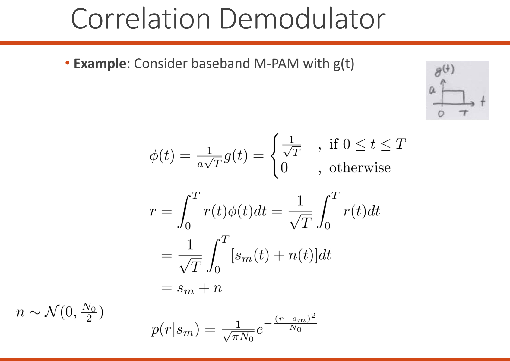 Correlation Demodulator Example: Consider