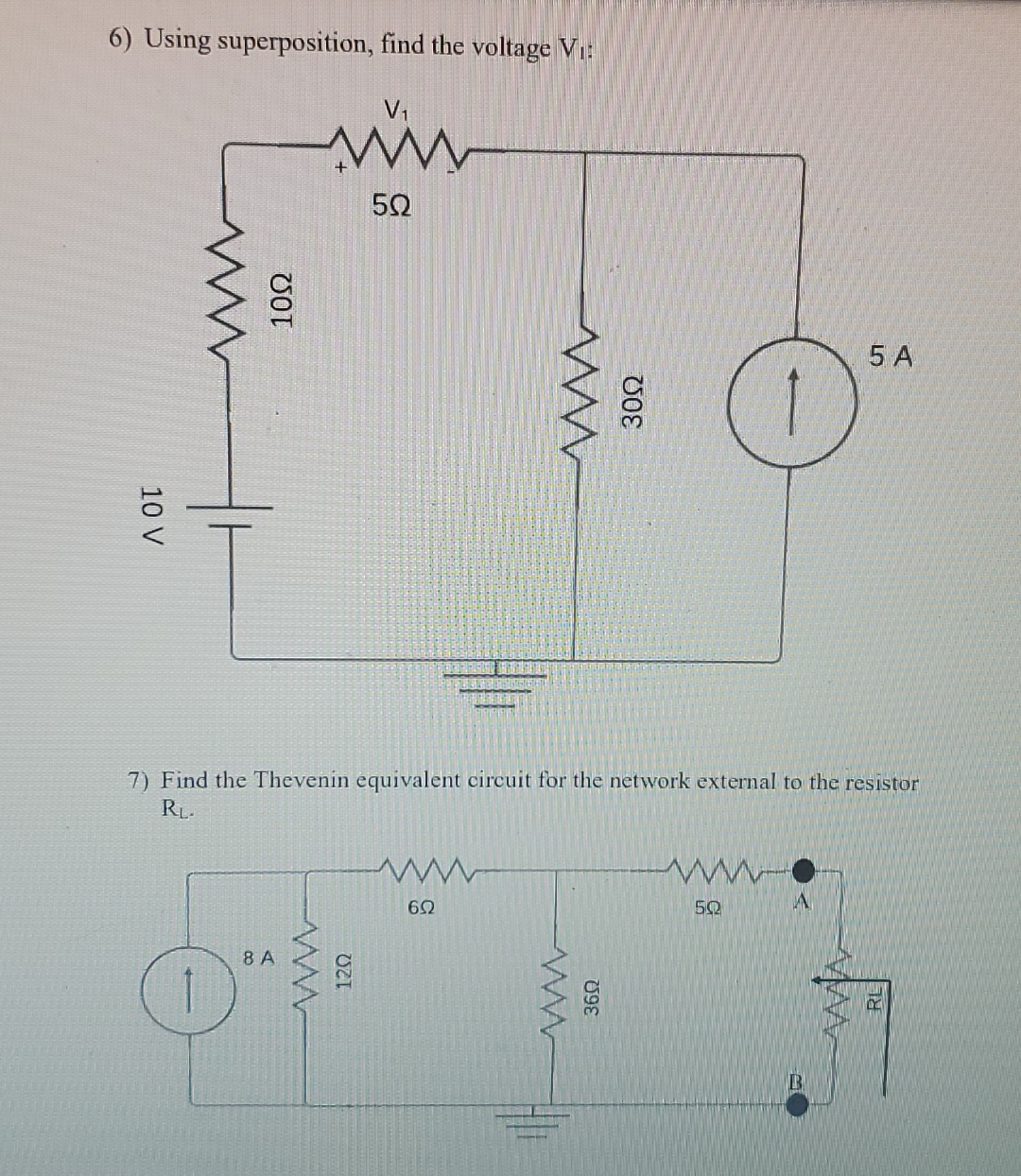 Using superposition, find the voltage V 1 : Find