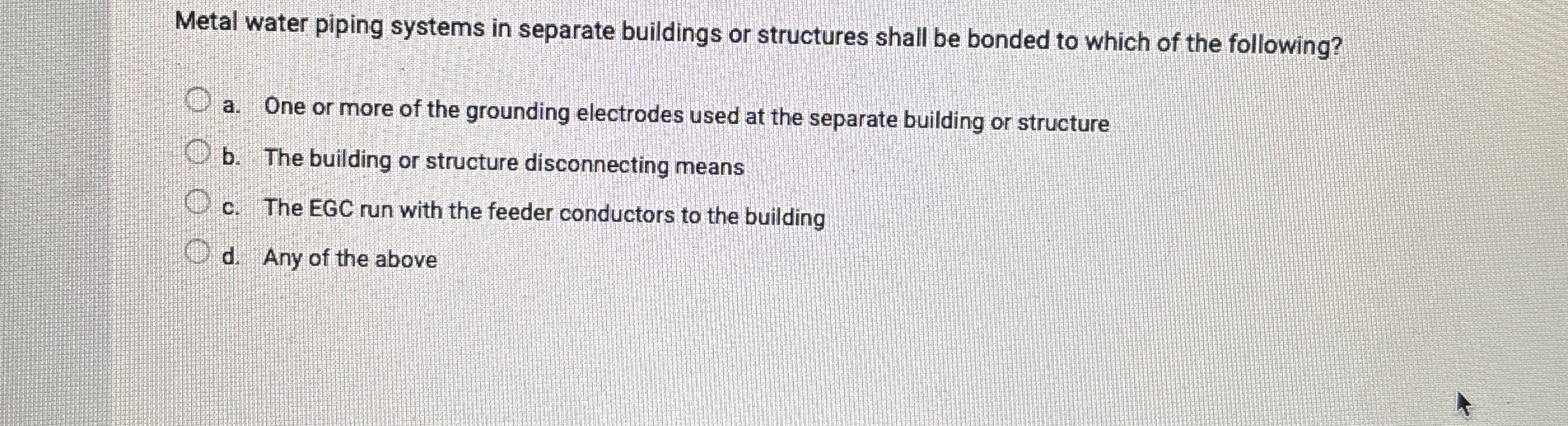 Metal water piping systems in separate buildings