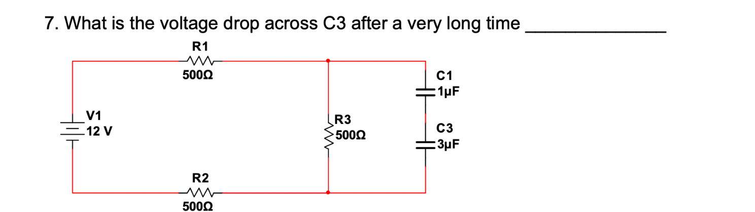 What is the voltage drop across C 3 after a very