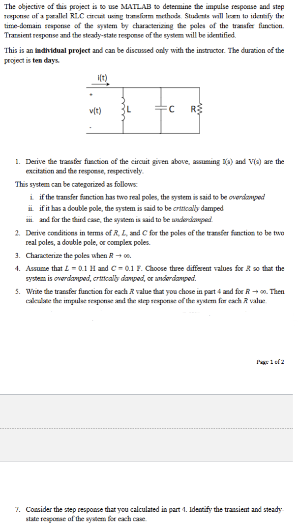 The objective of this project is to use MATLAB to