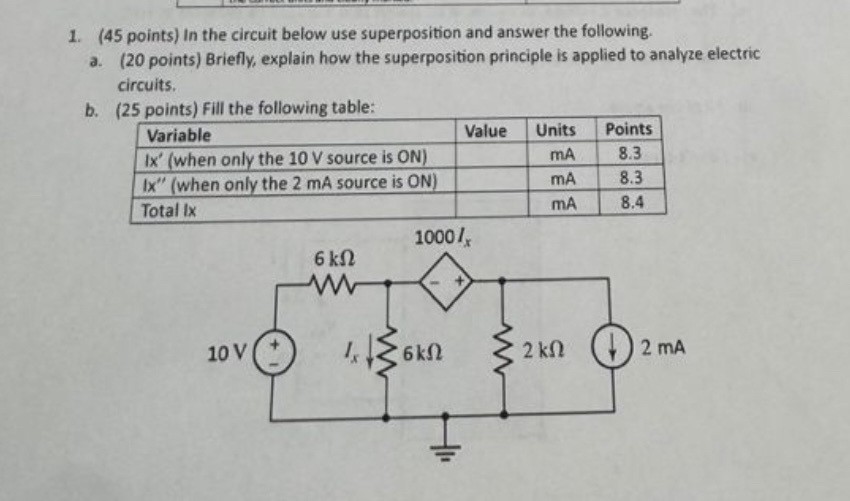 ( 4 5 points ) In the circuit below use