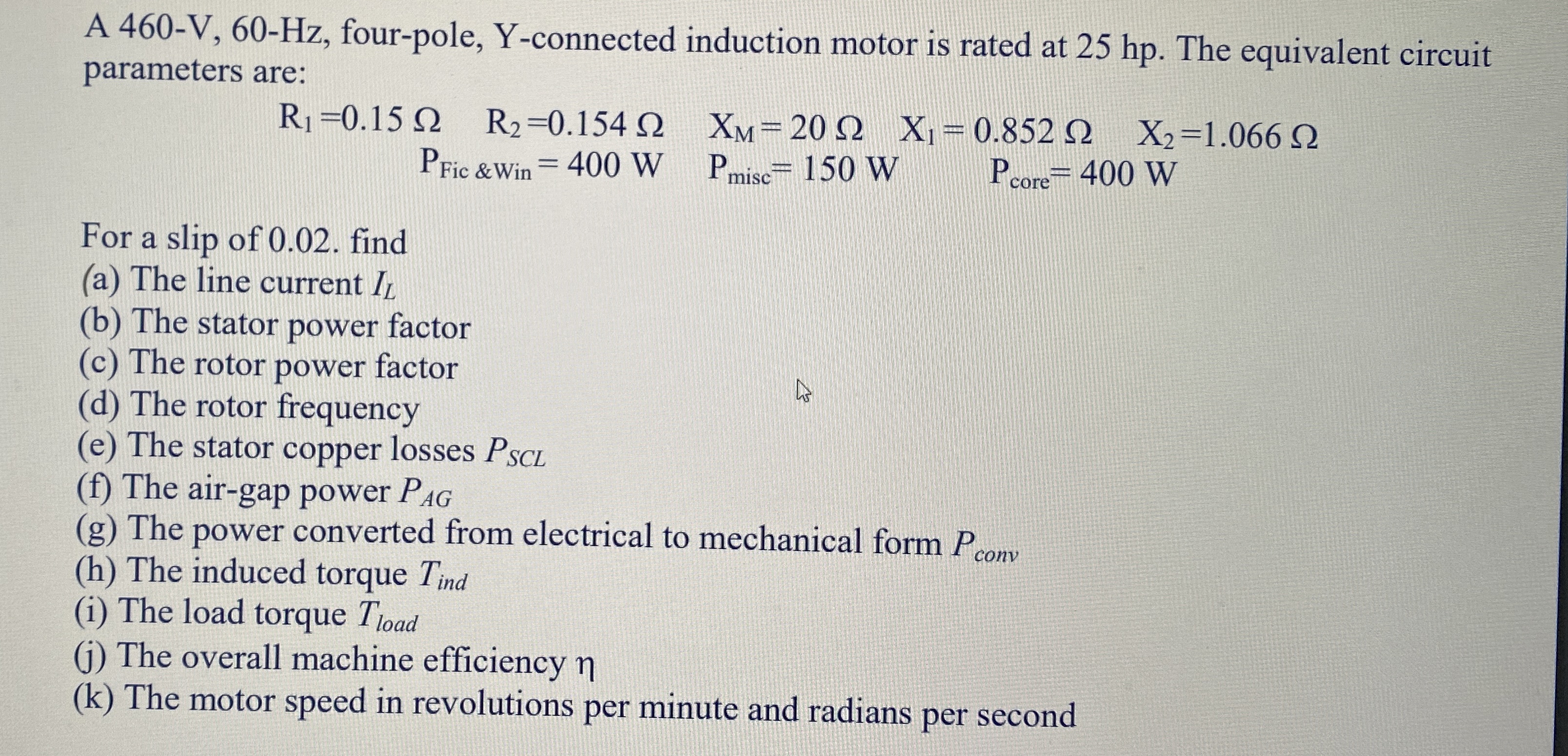 A 4 6 0 - V , 6 0 - H z , four - pole, Y -