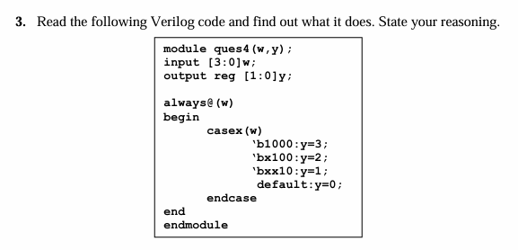 3 . Read the following Verilog code and find out