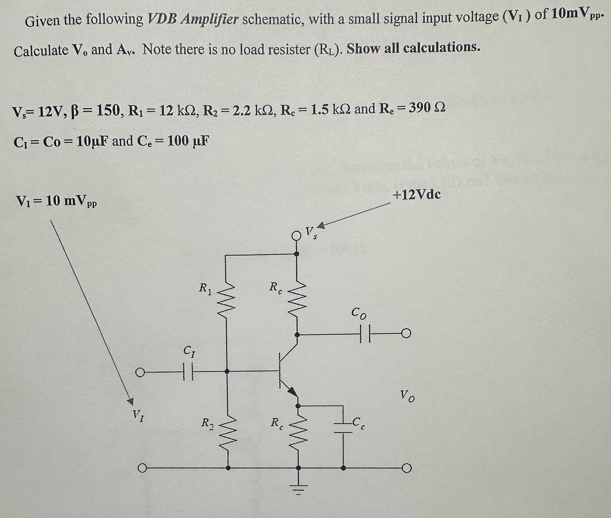 Given the following VDB Amplifier schematic, with