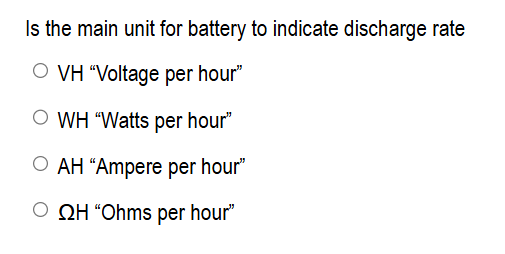 Is the main unit for battery to indicate