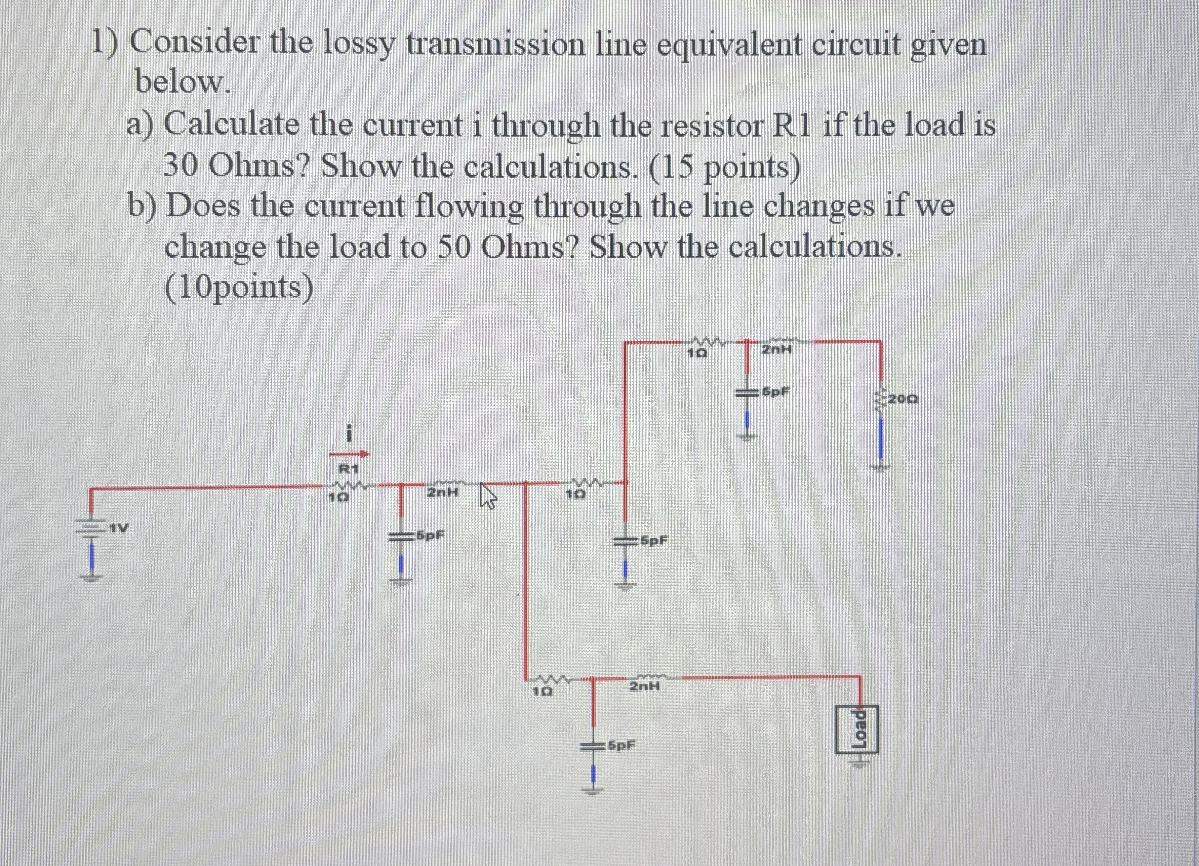 Consider the lossy transmission line equivalent