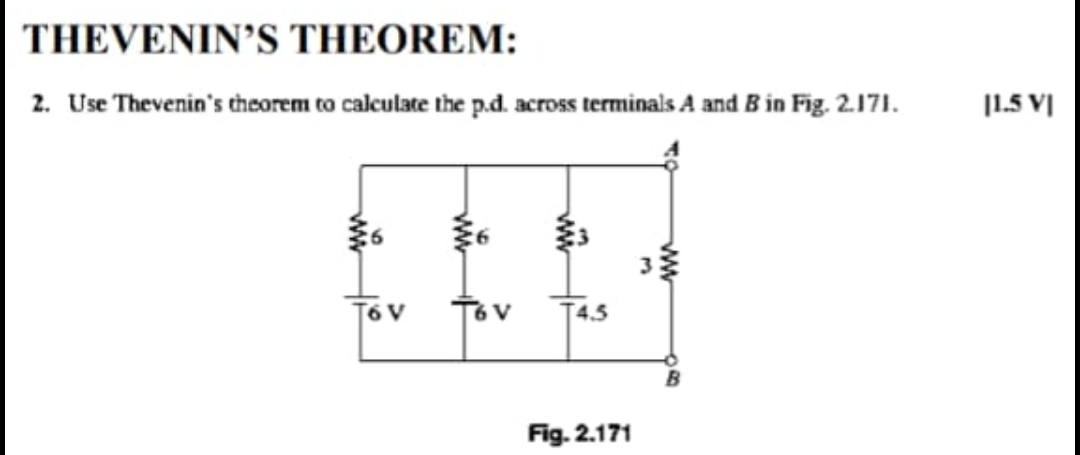 THEVENIN'S THEOREM: 2 . Use Thevenin's theorem to
