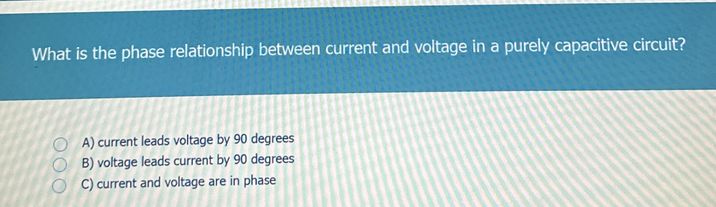 What is the phase relationship between current