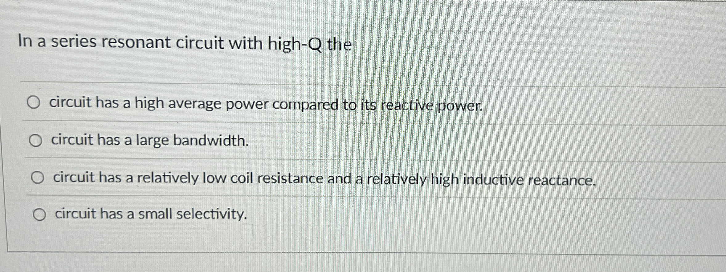 In a series resonant circuit with high - Q the
