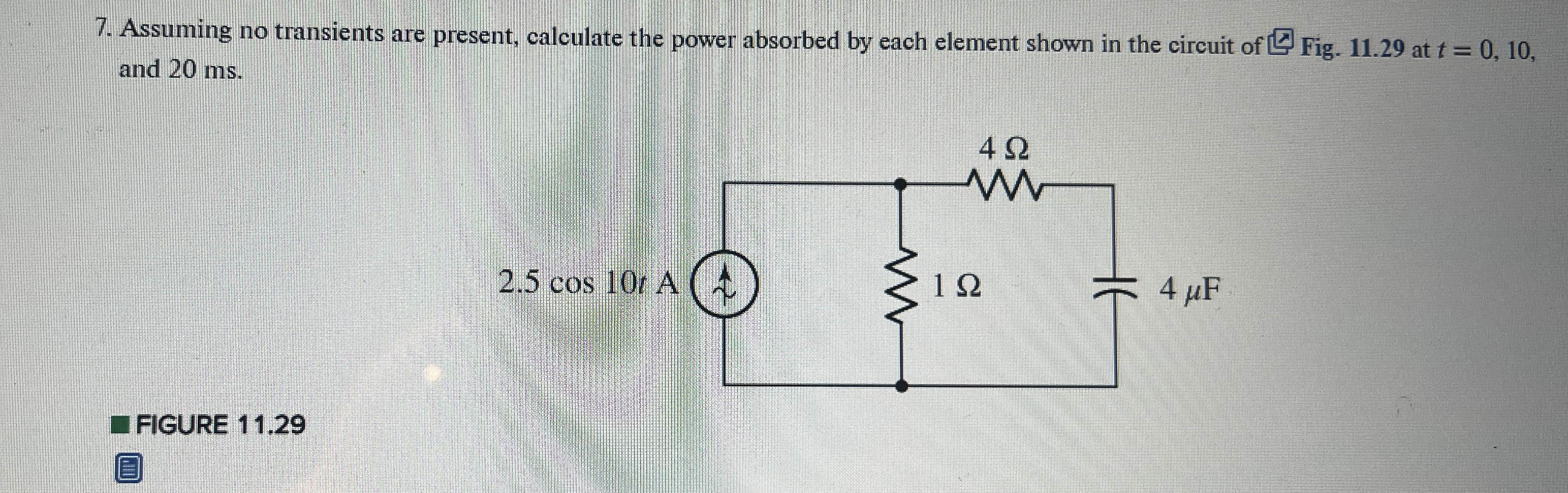 Assuming no transients are present, calculate the