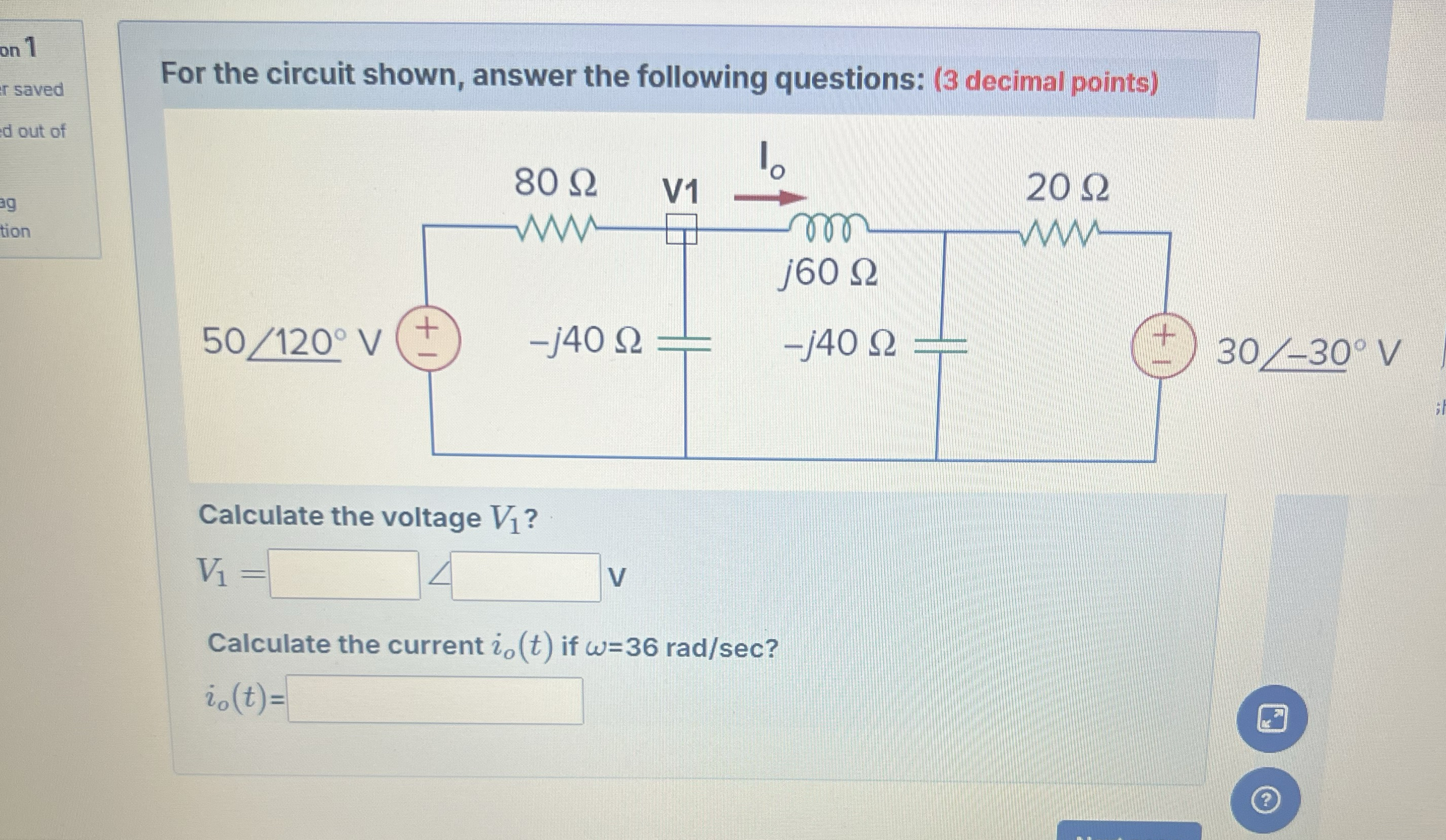 on 1 r saved dout of For the circuit shown,