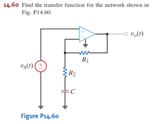 1 4 . 6 0 Find the transfer function for the