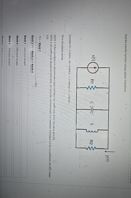 Find the transfer funktion using Laplace