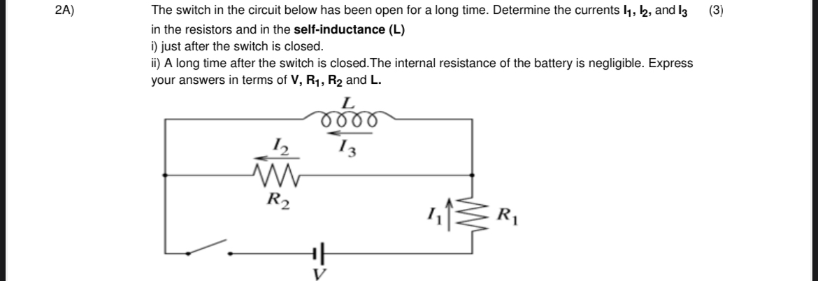 2 A ) , The switch in the circuit below has been