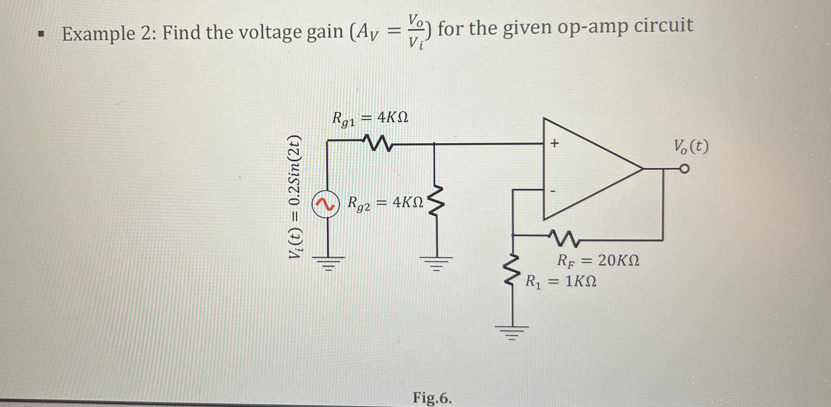 Example 2 : Find the voltage gain