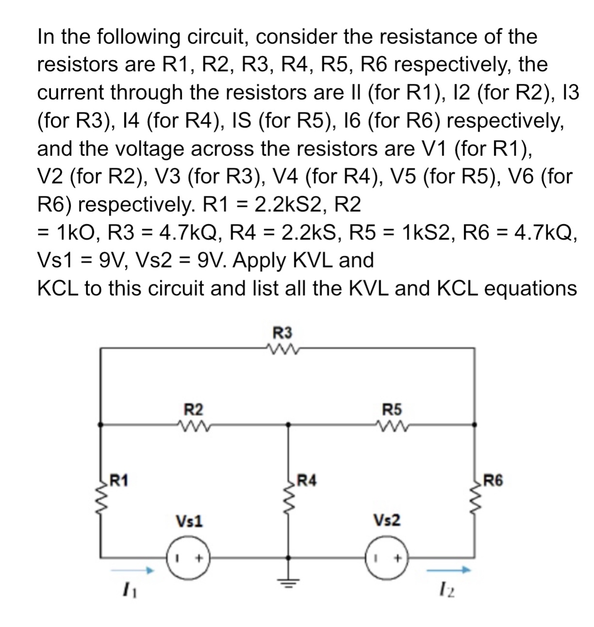 In the following circuit, consider the resistance
