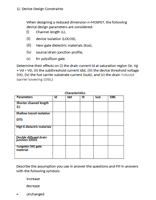 1 ) . Device Design Constraints When designing a