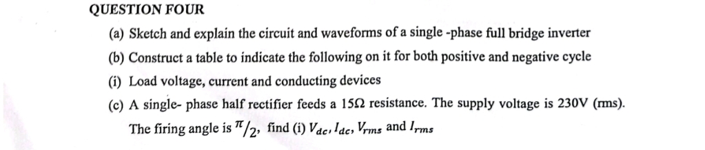 QUESTION FOUR ( a ) Sketch and explain the