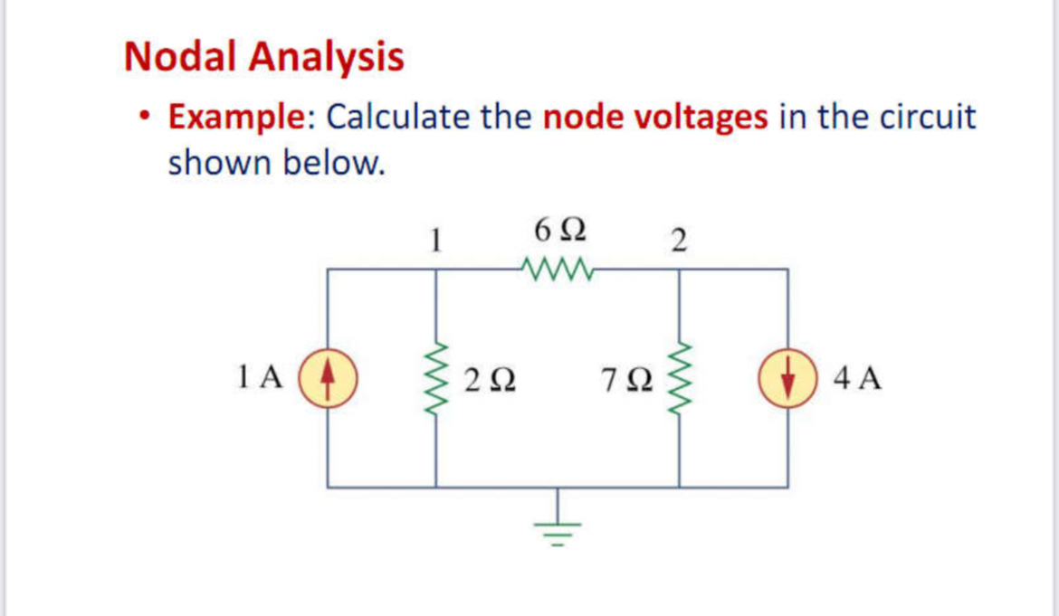 Nodal Analysis Example: Calculate the node