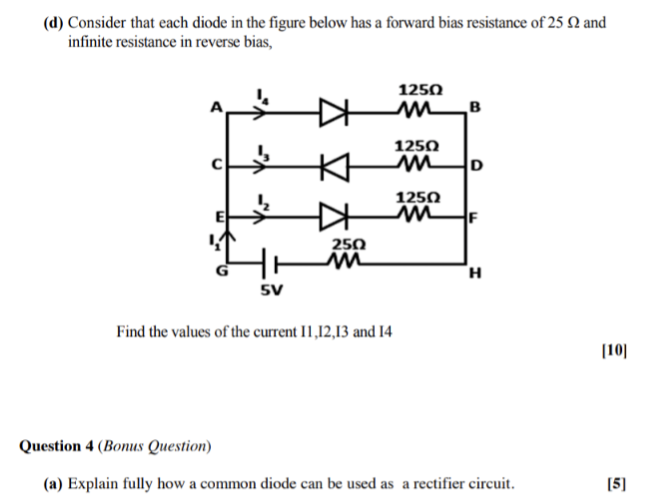 ( d ) Consider that each diode in the figure