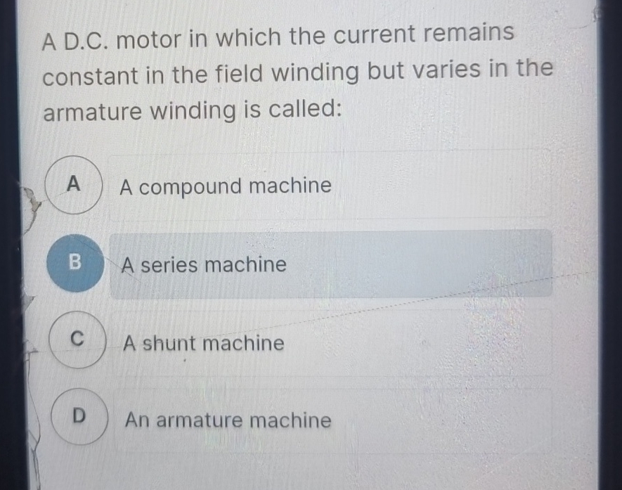 A D . C . motor in which the current remains