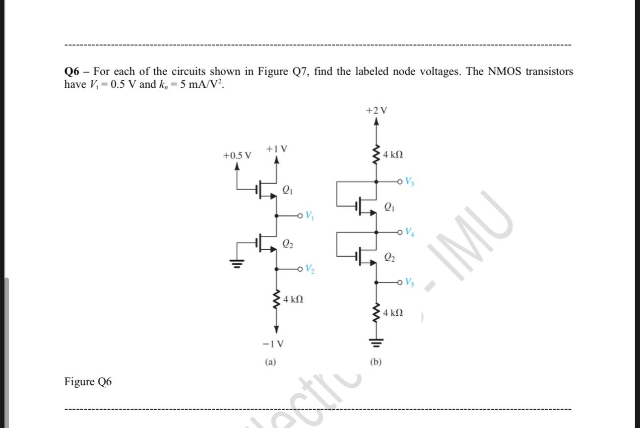 Q 6 - For each of the circuits shown in Figure Q