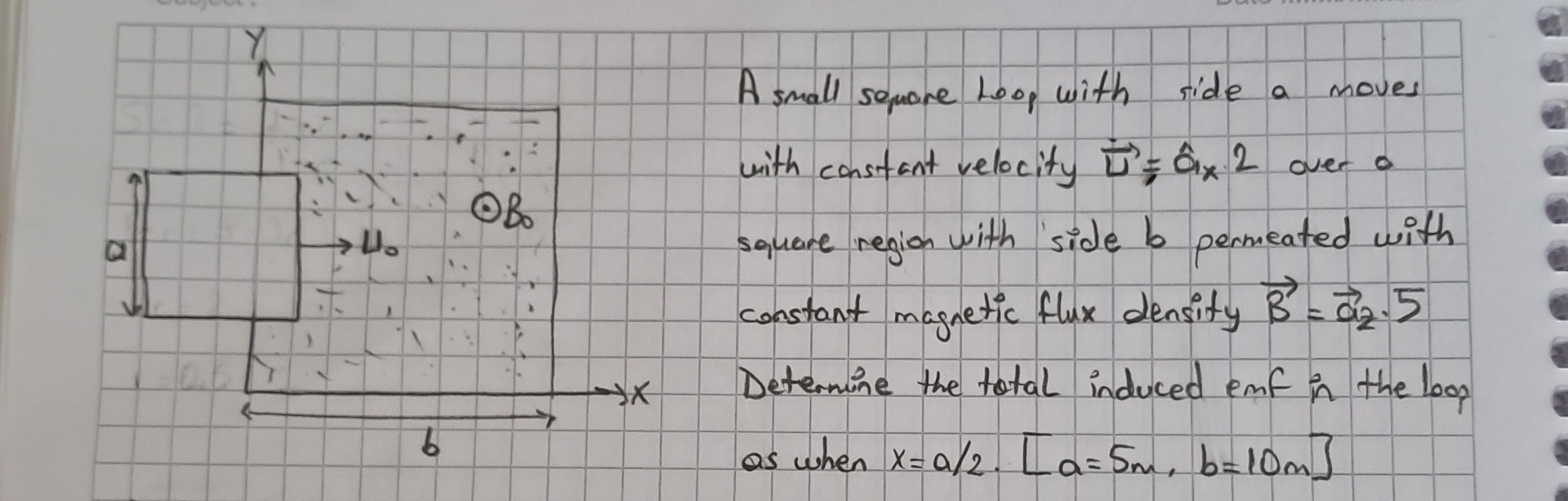 A small square loop with side a moves with