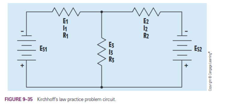 FIGURE 9 - 3 5 Kirchhoff's law practice problem