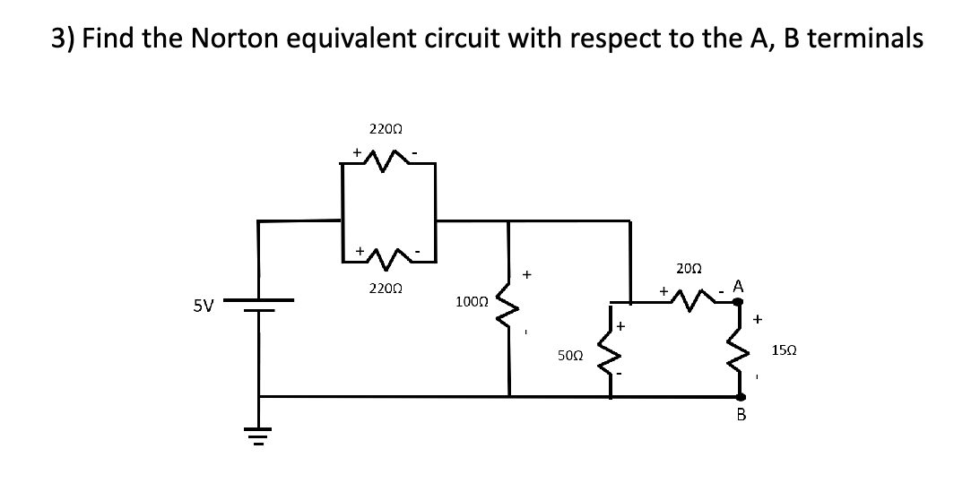 3 ) Find the Norton equivalent circuit with