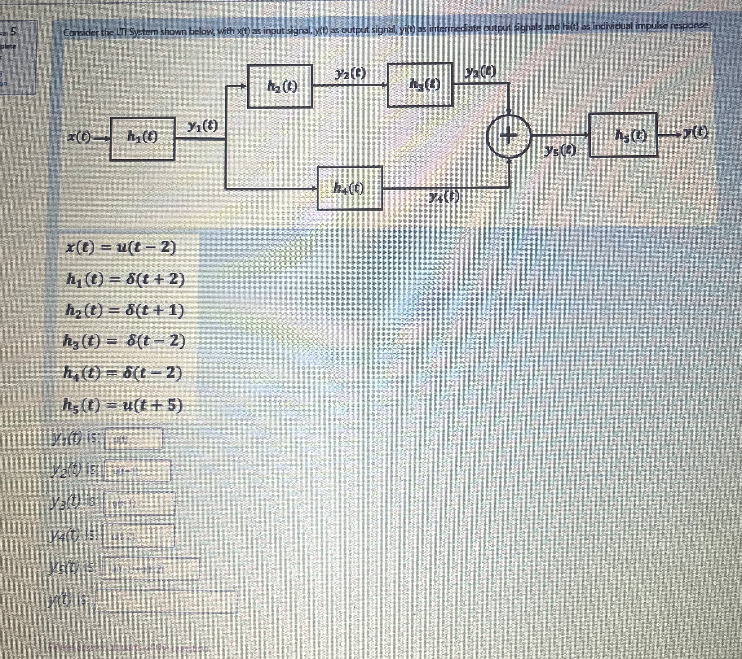 Consider the LII System shown below, with x ( t )