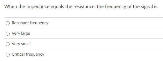When the Impedance equals the resistance, the