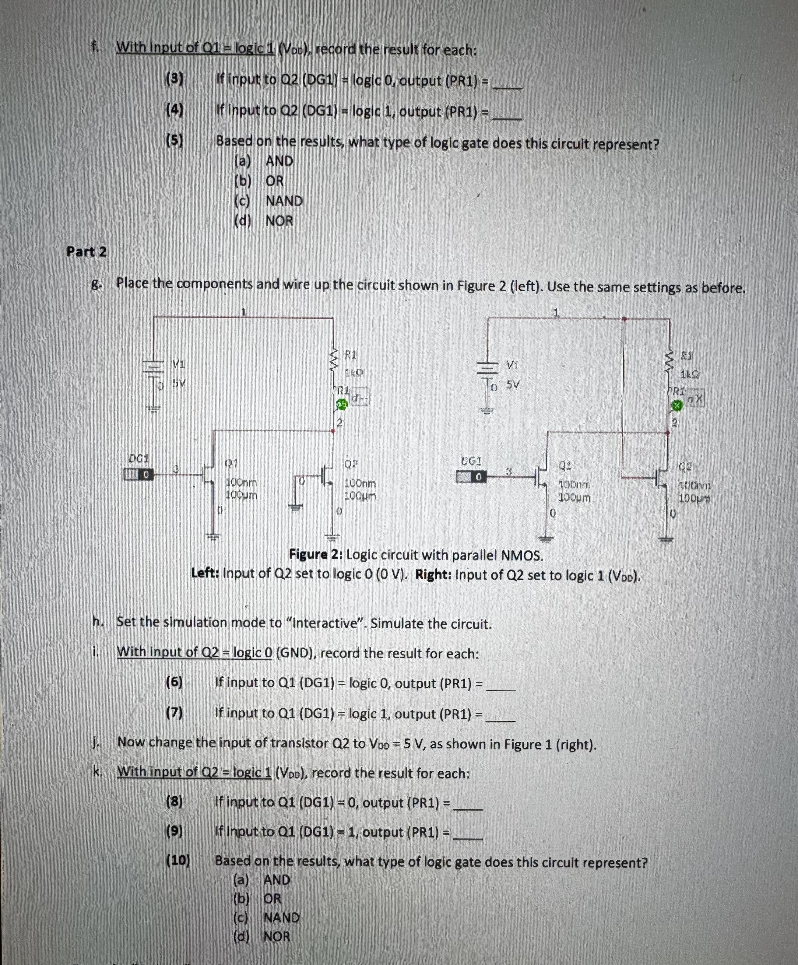f . With input of Q 1 = logic 1 ( VoD ) , record