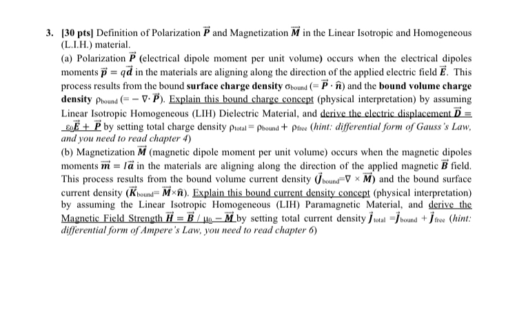 pts ] Definition of Polarization vec ( P ) and