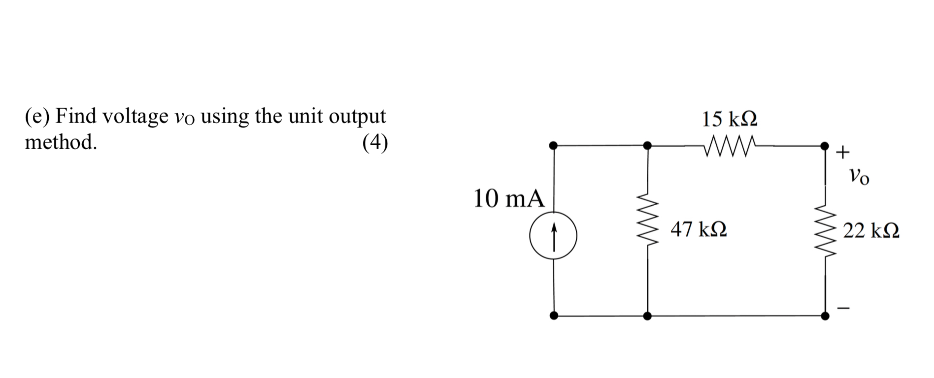 ( e ) Find voltage v O using the unit output
