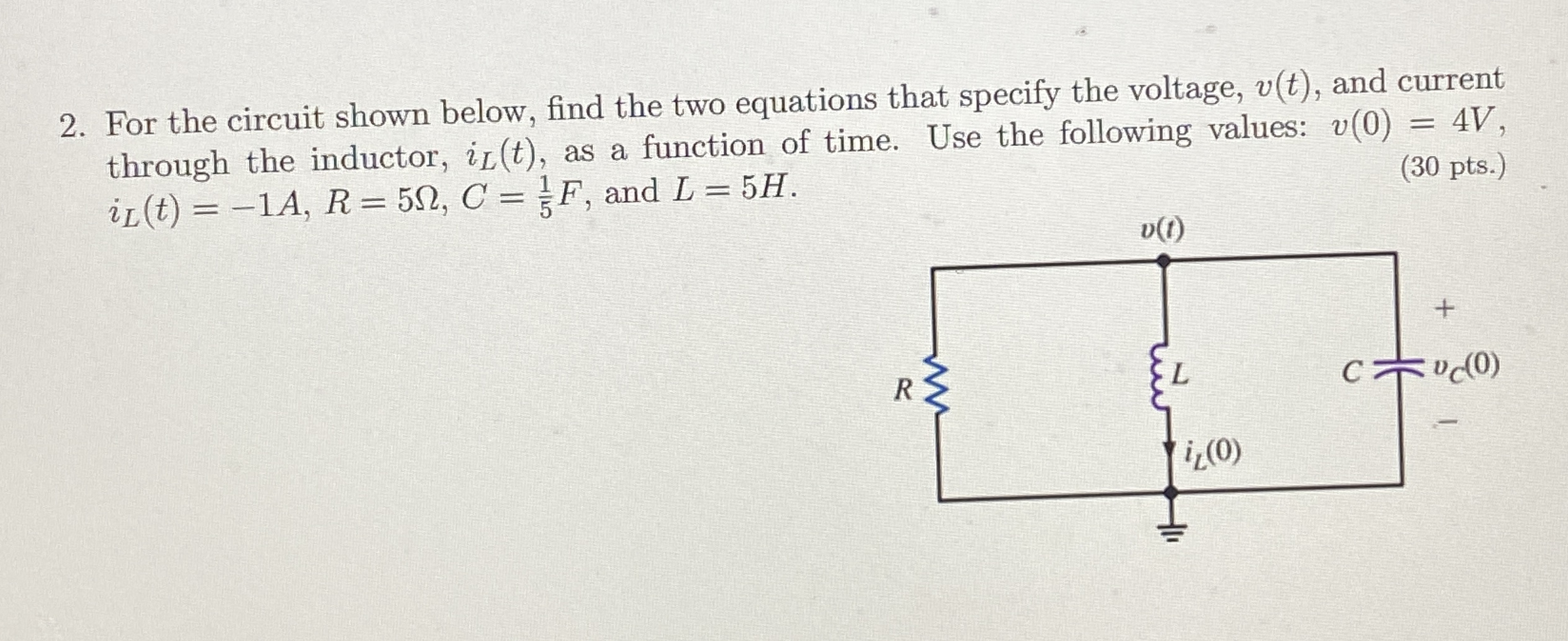For the circuit shown below, find the two